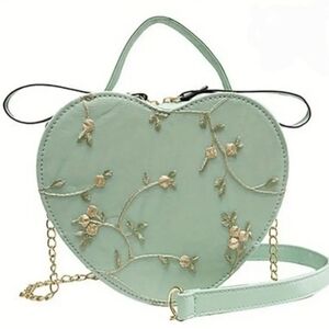 NWOT Women's Elegant Mint Green  heart-shaped Bag, Cross-Body